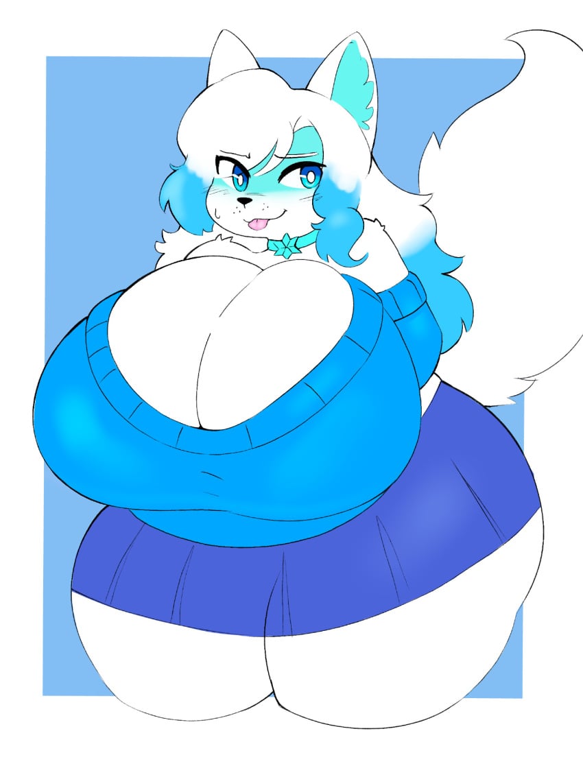 1female big_breasts blue_eyes breasts cleavage female female_only furry furry_female furry_only huge_breasts hyper_breasts inazuma_kat thick_thighs wide_hips