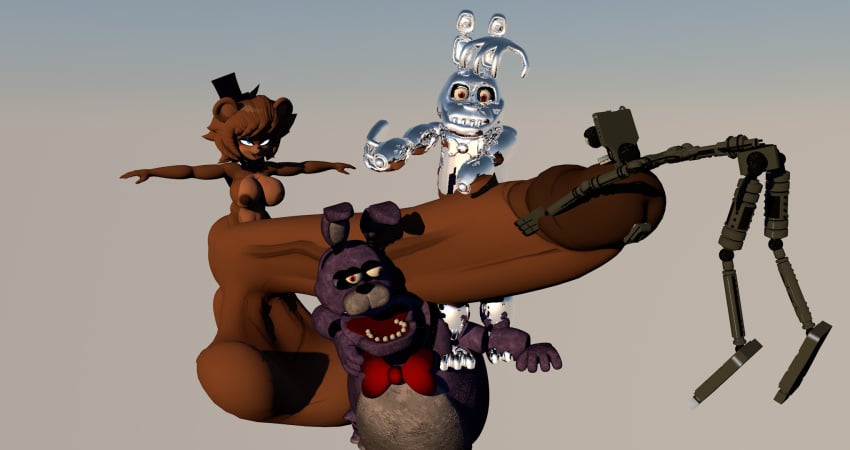 balls balls_bigger_than_head big_balls big_penis bonnie_(fnaf) breasts bunny cock_in_face endoskeleton fat_bonnie female fredina's_nightclub futa_giant_balls futanari futanari sucking_penis