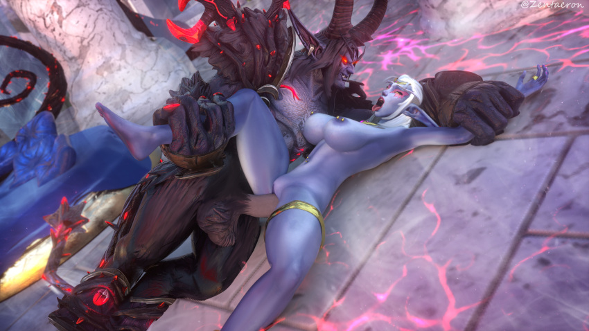 1boy 1girls 3d ahe_gao barbell_piercing big_breasts blizzard_entertainment blue_skin corset female male navel_piercing night_elf nipple_piercing queen_azshara saty satyr_(warcraft) sex spooning thick_thighs vaginal_penetration vaginal_penetration vaginal_sex voluptuous voluptuous_female warcraft white_hair wide_hips world_of_warcraft xavius zentaeron