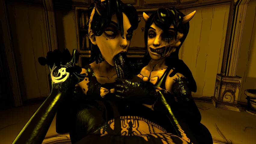 1futa 2girls 3d :>= allison_angel allison_pendle angel_humanoid arm_grab audrey_drew bendy_and_the_dark_revival bendy_and_the_ink_machine bowtie demon demon_horns demon_humanoid dickgirl eye_contact futanari holding_hands holding_penis horn ink smile smiling source_filmmaker susie_campbell twisted_alice vorongamer