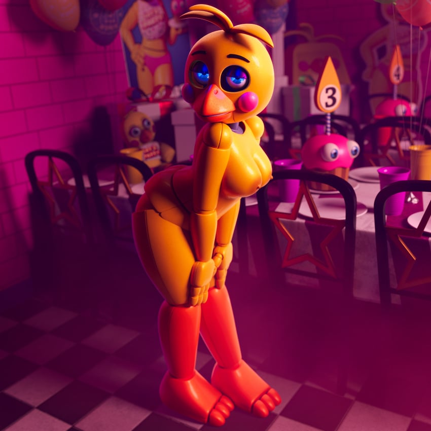 3d 3d_(artwork) animatronic five_nights_at_freddy's five_nights_at_freddy's_2 fnaf toy_chica_(ashleyorange) toy_chica_(fnaf) zxxxarts