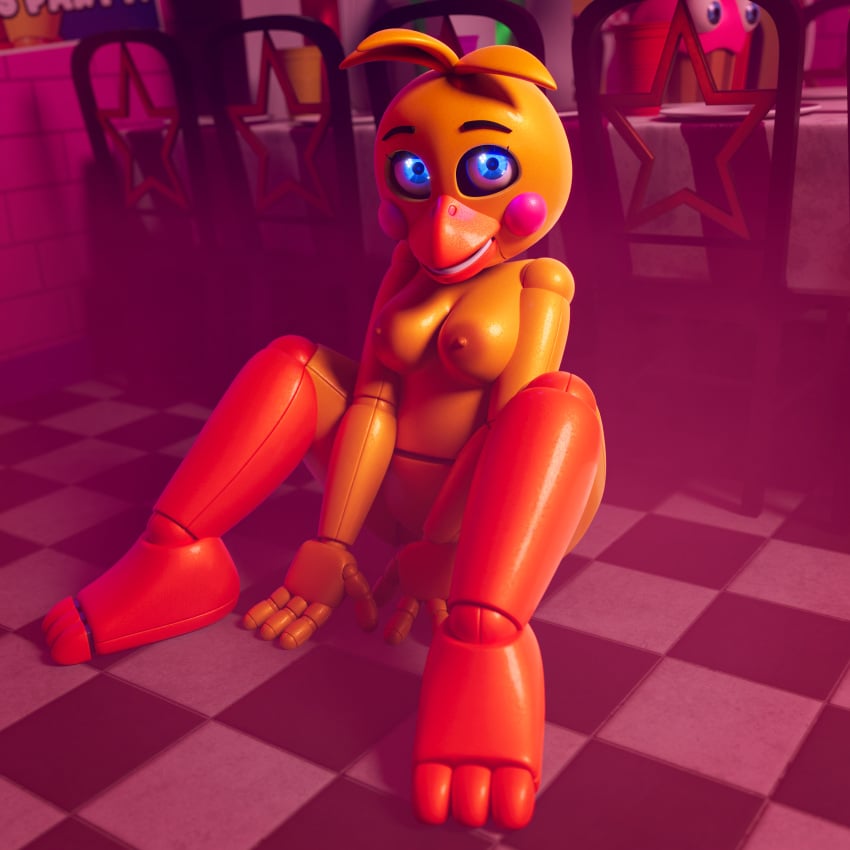 animatronic blue_eyes five_nights_at_freddy's five_nights_at_freddy's_2 solo toy_chica_(ashleyorange) toy_chica_(fnaf) zxxxarts