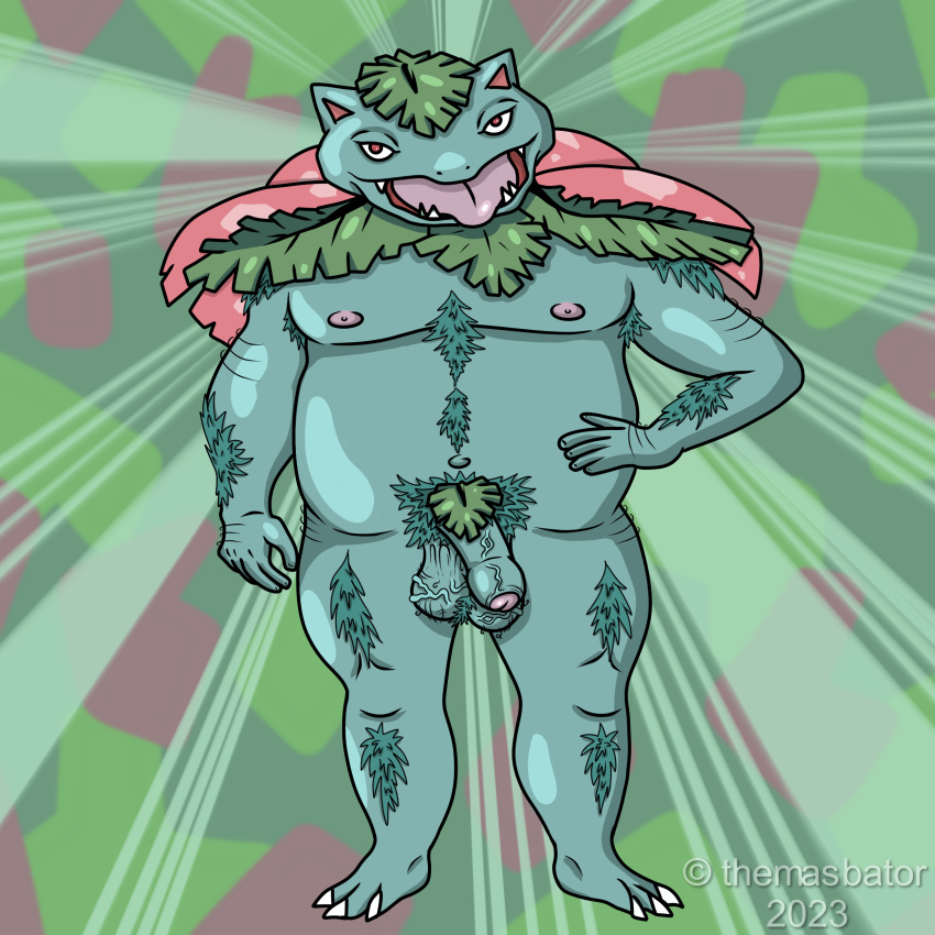 bara belly big_balls big_belly big_penis foreskin full_body gay hairy hairy_armpits hairy_arms hairy_balls hairy_chest hairy_legs hairy_male humanoid humanoid_penis male muscles naked partially_retracted_foreskin pokemon pokemon_(species) pubic_hair solo solo_male uncut venusaur