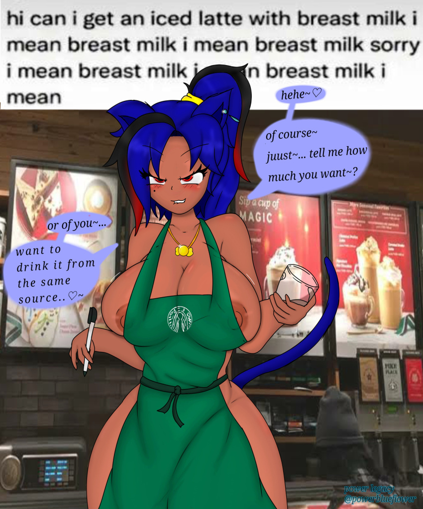 1girls big_ass big_breasts blue_hair dark_skin female leona_(powerblueflower) oc original_character powerblueflower red_eyes tagme thick_thighs