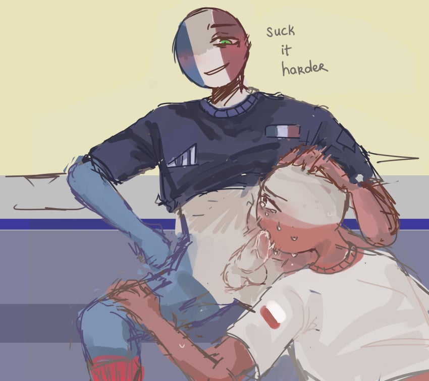 2boys blowjob cloruahiric countryhumans fellatio france_(countryhumans) gay homosexual oral poland_(countryhumans)