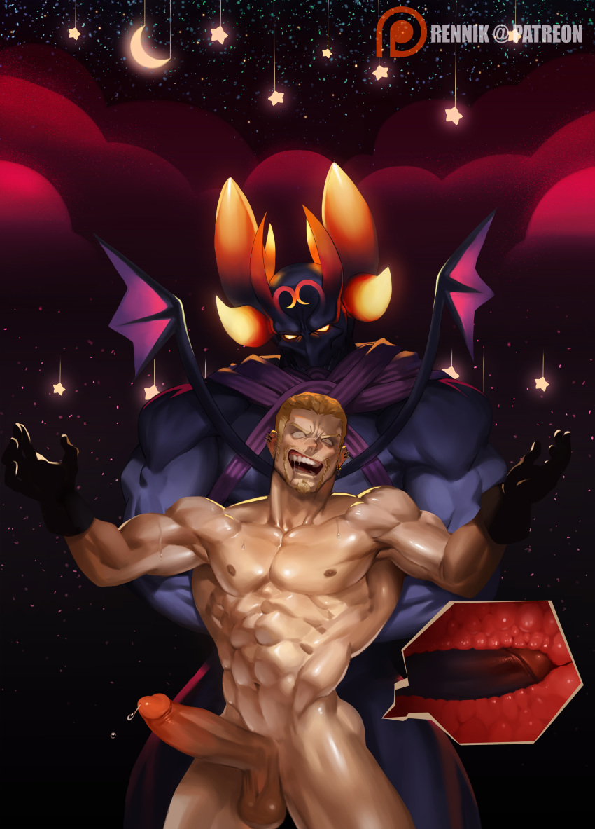 anal anal_sex balls bara big_balls big_penis boner dark_inferno ear_piercing erection facial_hair gloves heartless inside_view kingdom_hearts luxord male male_only muscles muscular na_insoo nude organization_xiii penis rennik sex size_difference sweaty