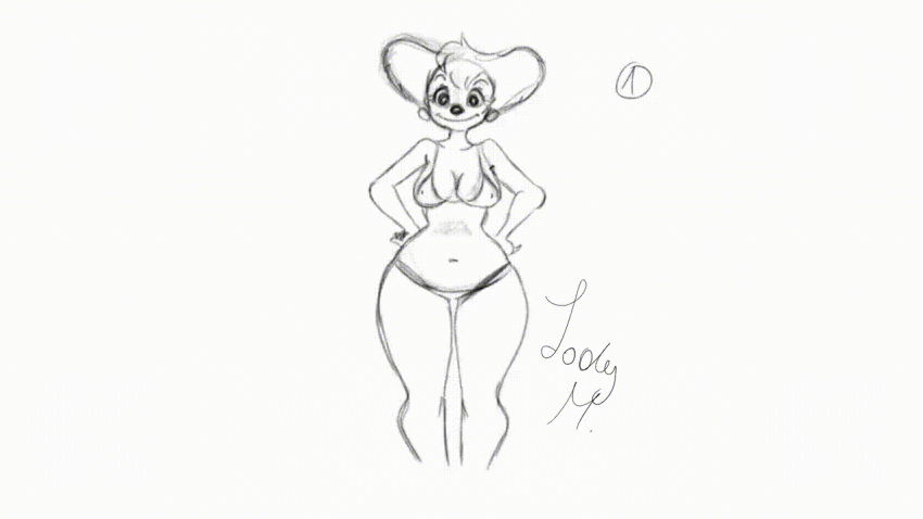 1girls animated bent_over bikini bra breasts breasts_jiggling disney earrings female furry goof_troop hands_on_hips jiggling_breasts ladymariane nipples_visible_through_clothing pear_shaped peg_pete smile thick_thighs underwear walking wide_hips wip