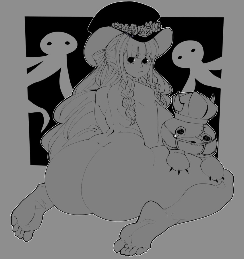 barefoot big_breasts cute dat_ass edit fat_ass feet female female_only ghost monochrome no_color nude nude_edit one_piece perona post-timeskip soles tagme tecfuzz thick_ass thick_thighs third-party_edit toes