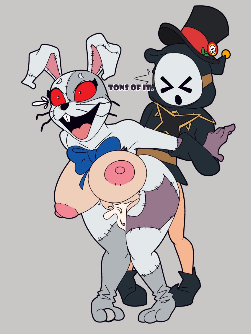 1boy 1girls anti_groove commission crossover doggy_style female five_nights_at_freddy&#039;s fnaf full_body hat male mario_(series) shy_guy standing straight tagme thehoraco vanny_(fnaf)