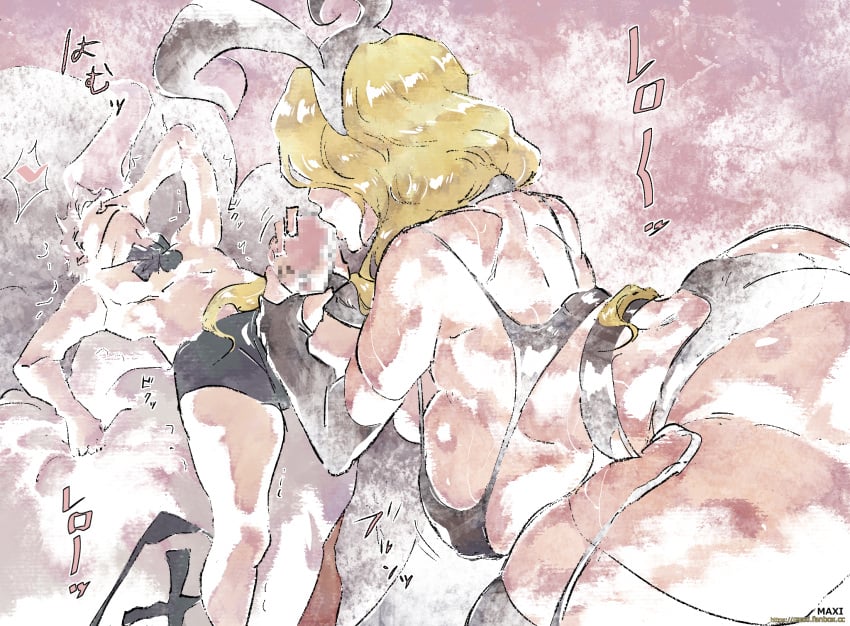 1boy 1boy1girl 1girls animal_ears big_ass big_breasts big_penis bleach bleach:_the_thousand-year_blood_war blonde_hair bowtie boxers bra breasts bridal_gauntlets bunny_girl chubby chubby_female covering_mouth detached_collar fake_animal_ears fellatio garter_belt garter_straps gloves hair_ornament hand_on_mouth head_back height_difference holding_penis huge_ass just_the_tip kissing kissing_penis larger_female light-skinned_female light-skinned_male light_skin lingerie lying lying_down lying_on_back lying_on_bed male/female male_with_female matsumoto_rangiku maxi oral oral_sex panties penis_grab plump sagging_breasts sex shirtless shirtless_(male) size_difference small_but_hung smaller_male stocking sucking sucking_penis sucking_tip teasing thick_ass thick_thighs thighhighs thighs thunder_thighs toshiro_hitsugaya underwear voluptuous voluptuous_female white_hair