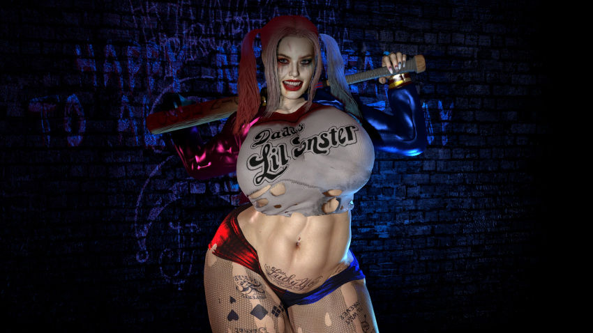 1girls 3d abs batman_(series) dc dc_comics female female_only harley_quinn huge_breasts muscular_female solo solo_focus suicide_squad suicide_squad_(2016) virt-a-mate