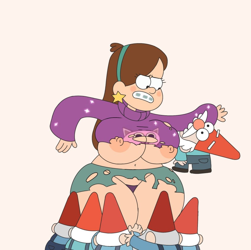 alexbaby034 angry angry_face big_ass big_breasts biting gnome gravity_falls mabel_pines ripped_clothing straight_hair tagme