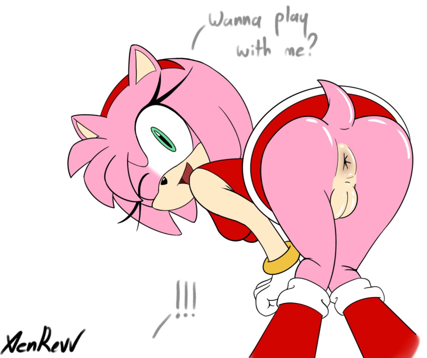 ;d amy_rose anus ass ass_focus bare_ass big_buttocks boots bottomless bracelet bubble_butt curvy_body curvy_females curvy_hips dress exposed_ass eyelashes female flirting gloves green_eyes hairband hedgehog hips huge_ass large_ass legs long_eyelashes mammal medium_hair naughty_face no_underwear pink_fur pink_hair playing red_boots red_dress red_hairband seducing seduction seductive seductive_body seductive_eyes seductive_look seductive_pose seductive_smile sega sonic_(series) sonic_the_hedgehog_(series) tail teenage teenage_girl teenager thick_ass vagina white_gloves wide_hips wink xenrevv