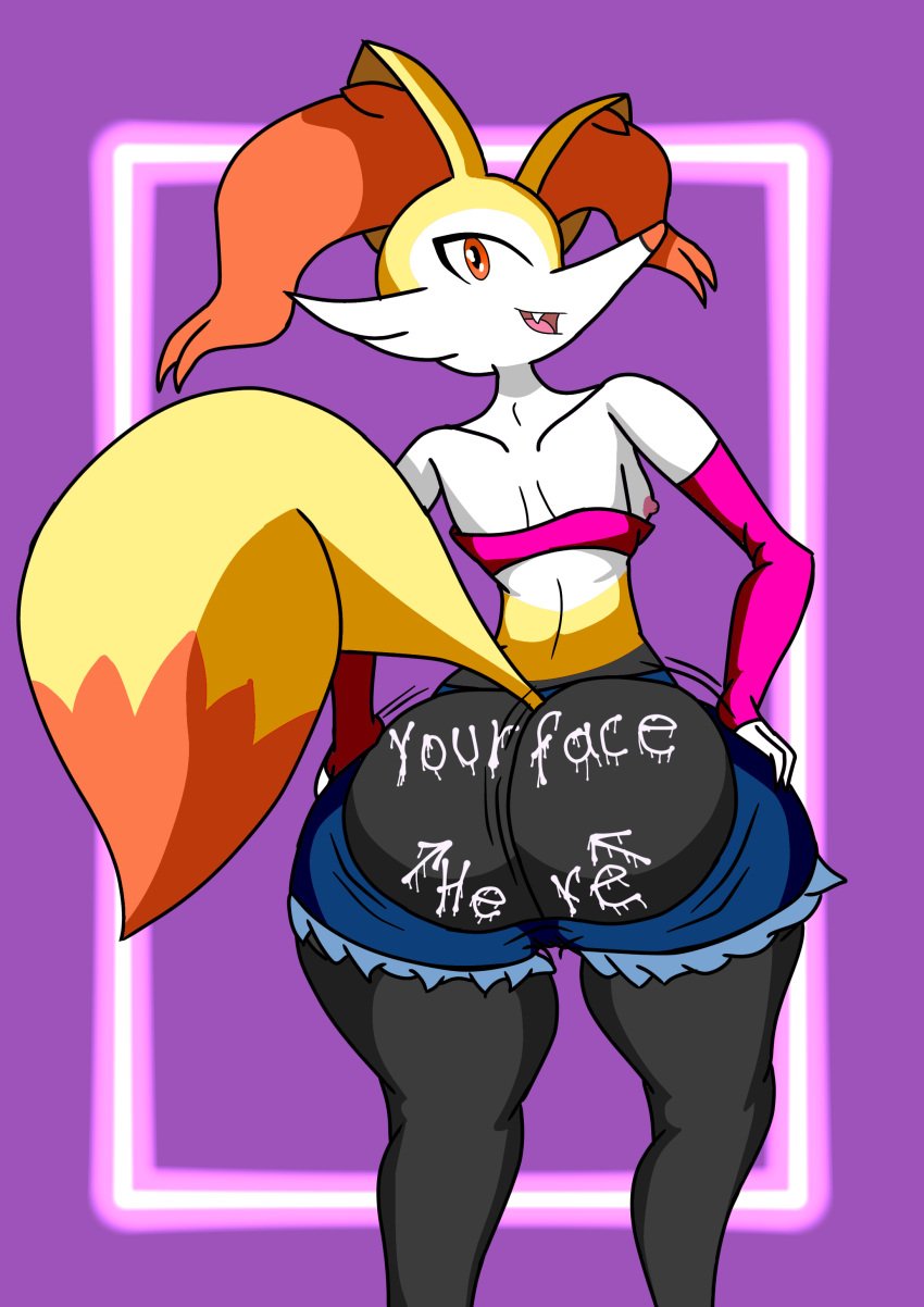 big_butt braixen female only_female pokémon_(species) pokemon pokemon_(species) pokemon_xy red_eyes sekushimon small_breasts