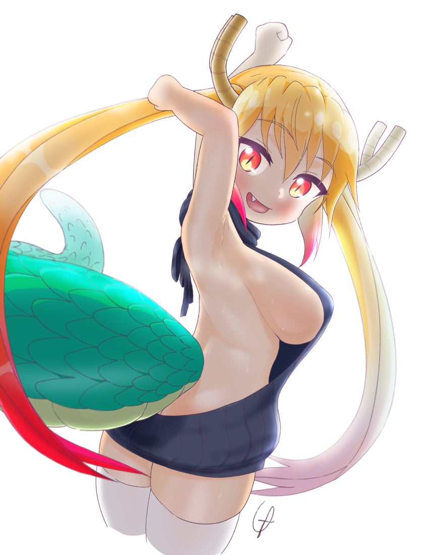 big_breasts miss_kobayashi's_dragon_maid moonxel sideboob sweater tagme tohru_(dragon_maid) virgin_killer_sweater