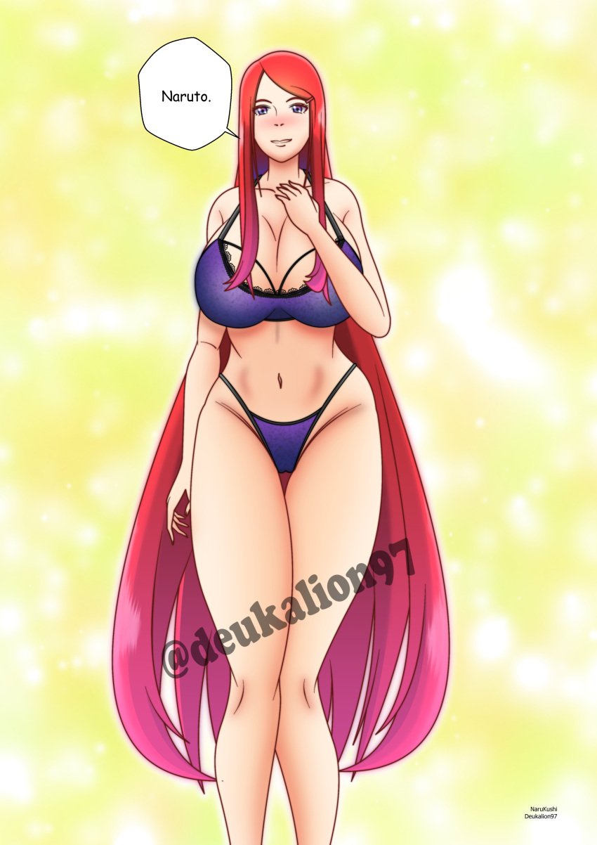 1girls alternate_version_available bare_arms bare_legs bare_shoulders bare_thighs big_breasts blue_eyes blush bra breasts busty cleavage cloudy_sky cute deukalion97 dialogue embarrassed english_text female female_focus female_only frown hairclip hi_res high_resolution highres hourglass_figure imminent_incest implied_incest inviting inviting_to_sex large_breasts light-skinned_female light_skin lingerie long_hair looking_at_viewer mature mature_female milf naruto naruto_(series) naruto_shippuden nose_blush offering offering_to_viewer pale-skinned_female pale_skin panties pinup presenting presenting_self purple_bra purple_lingerie purple_panties purple_thong purple_underwear red_hair shounen_jump sky smile solo solo_female solo_focus speech_bubble standing talking talking_to_another text thong underwear uzumaki_kushina very_long_hair voluptuous wide_hips yellow_sky