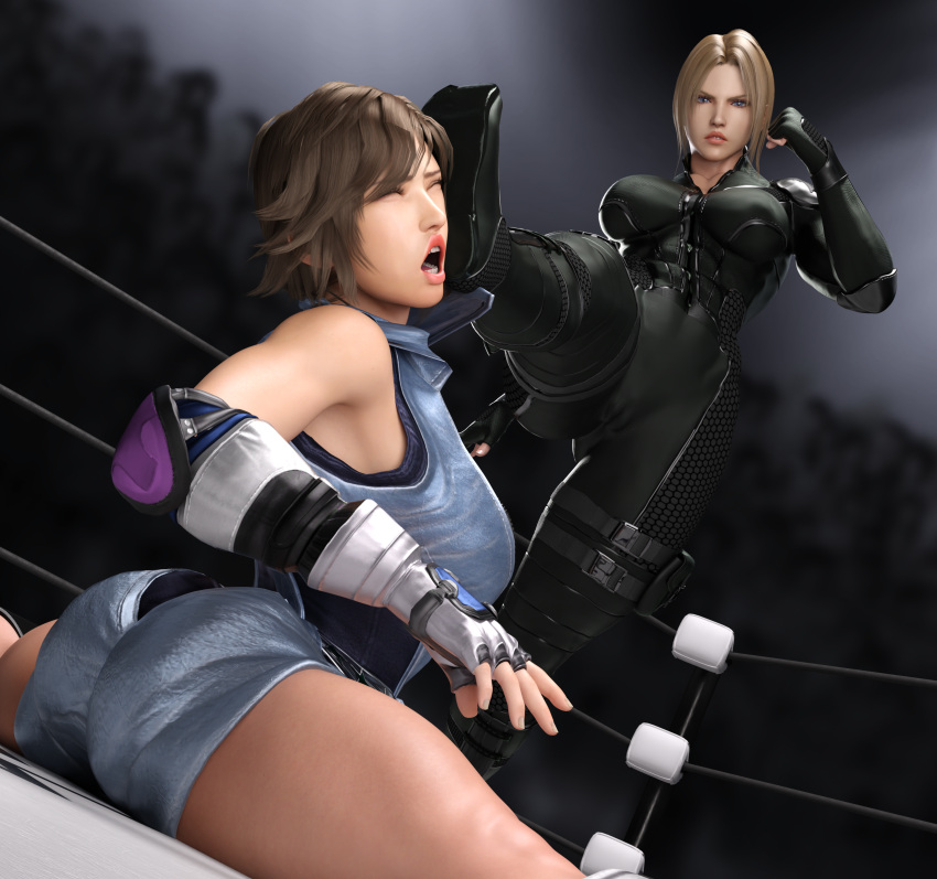 3d blonde_hair bodysuit brown_hair catfight gcb kazama_asuka kick kicking namco nina_williams ryona silf tagme tekken tekken_2 tekken_3 tekken_4 tekken_5_dark_resurrection tekken_7 tekken_blood_vengeance tekken_bloodline tekken_tag_tournament tekken_tag_tournament_2 wrestling_ring