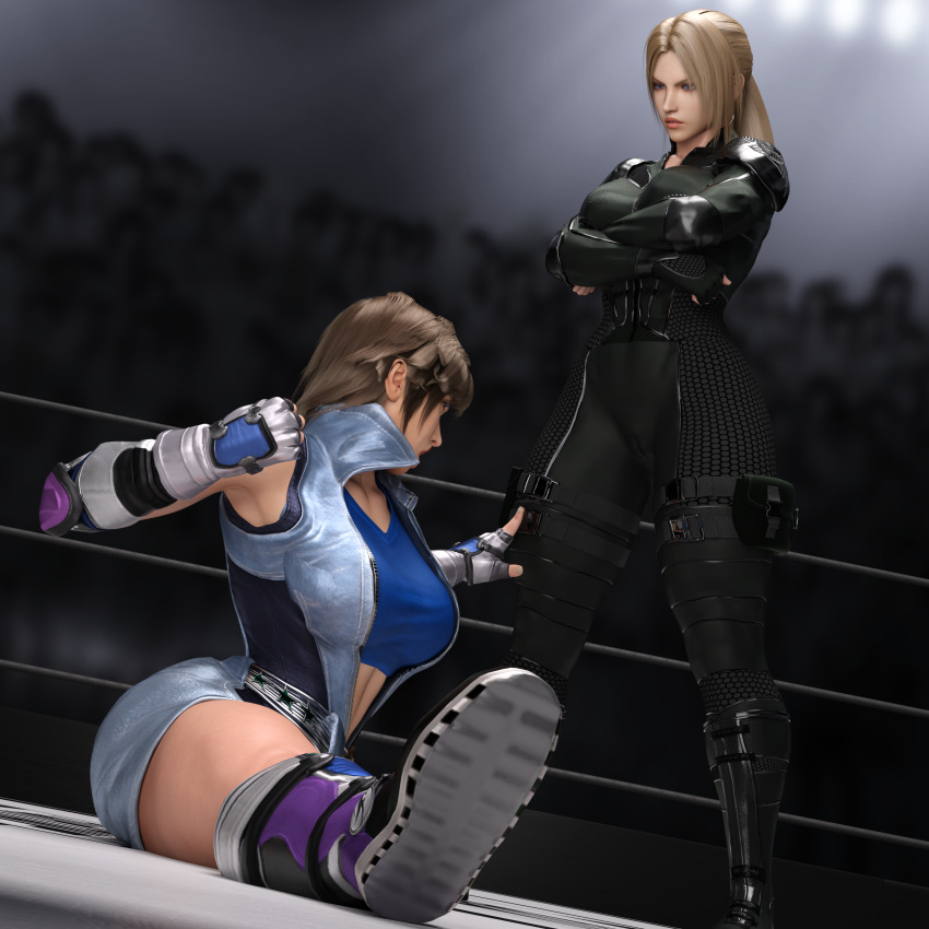 3d blonde_hair bodysuit brown_hair catfight gcb kazama_asuka kazama_asukarnnina_williams namco nina_williams ryona silf split_punch tagme tekken tekken_2 tekken_3 tekken_4 tekken_5_dark_resurrection tekken_7 tekken_blood_vengeance tekken_bloodline tekken_tag_tournament tekken_tag_tournament_2 wrestling_ring