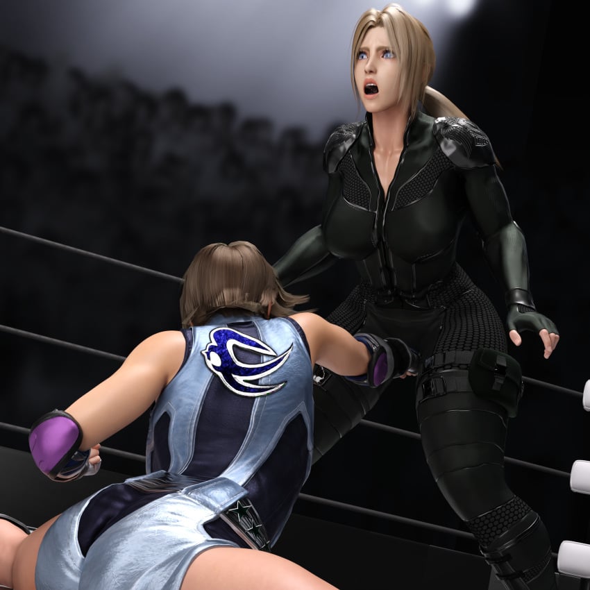 2girls 3d asuka_kazama bandai_namco blonde catfight cuntbusting female female_only fight fighting gcb kazama_asuka milf namco nina_williams ryona sexfight split_punch tagme tekken tomboy wrestling wrestling_ring