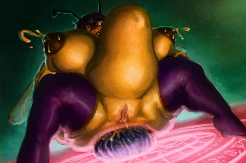 absurd_res anal arthropod bee bee_girl big_breasts big_penis bodily_fluids breasts bulge female genitals hi_res huge_cock humanoid_face hymenopteran hyper hyper_genitalia hyper_penis insects lactating large_insertion penetration penis rayoutofspace stomach_bulge stomach_defloration