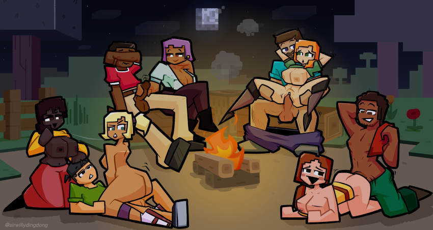 4boys 5girls absurd_res alex_(minecraft) ari_(minecraft) balls beard big_breasts black_eyes black_hair black_nipples black_penis blonde_hair blue_pants bottomless campfire clouds cubic_breasts dark-skinned_female efe_(minecraft) female fence fire_light first_porn_of_character flowers foggy full_moon fully_clothed fully_clothed_female fully_clothed_male genitals grass_field green_eyes green_pants green_shirt group group_sex handjob horny_female horny_male kai_(minecraft) large_hair laying_down laying_on_floor lips looking_at_another looking_at_partner looking_away makena_(minecraft) male masturbation minecraft minecraft_sex_update moonlight night noor_(minecraft) nude_female orgy panties_only pants_down penis purple_hair pussy questionable_anatomy red_pants red_shirt scared_face self_upload sex shirt_up short_hair showing_breasts shy side_view sirwillydingdong sitting sitting_on_penis steve_(minecraft) sunny_(minecraft) trees vaginal_penetration white_hair white_nipples white_shirt white_skin yellow_shirt