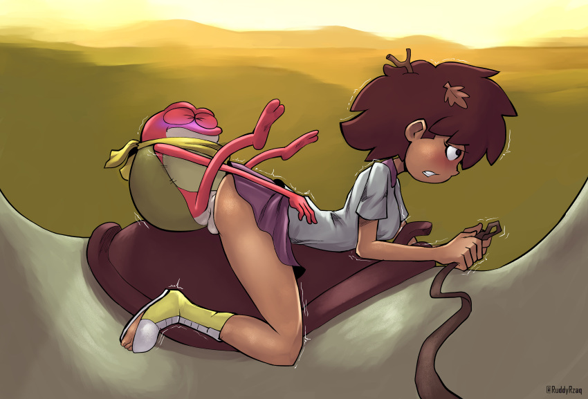 amphibia amphibian amphibiland anne_boonchuy asian_female big_ass brown_hair clothing dark-skinned_female dark_skin disney disney_channel doggy_style interspecies male/female rubbyagate ruddyrzaq sex smooth_skin thai weed_(amphibiland)