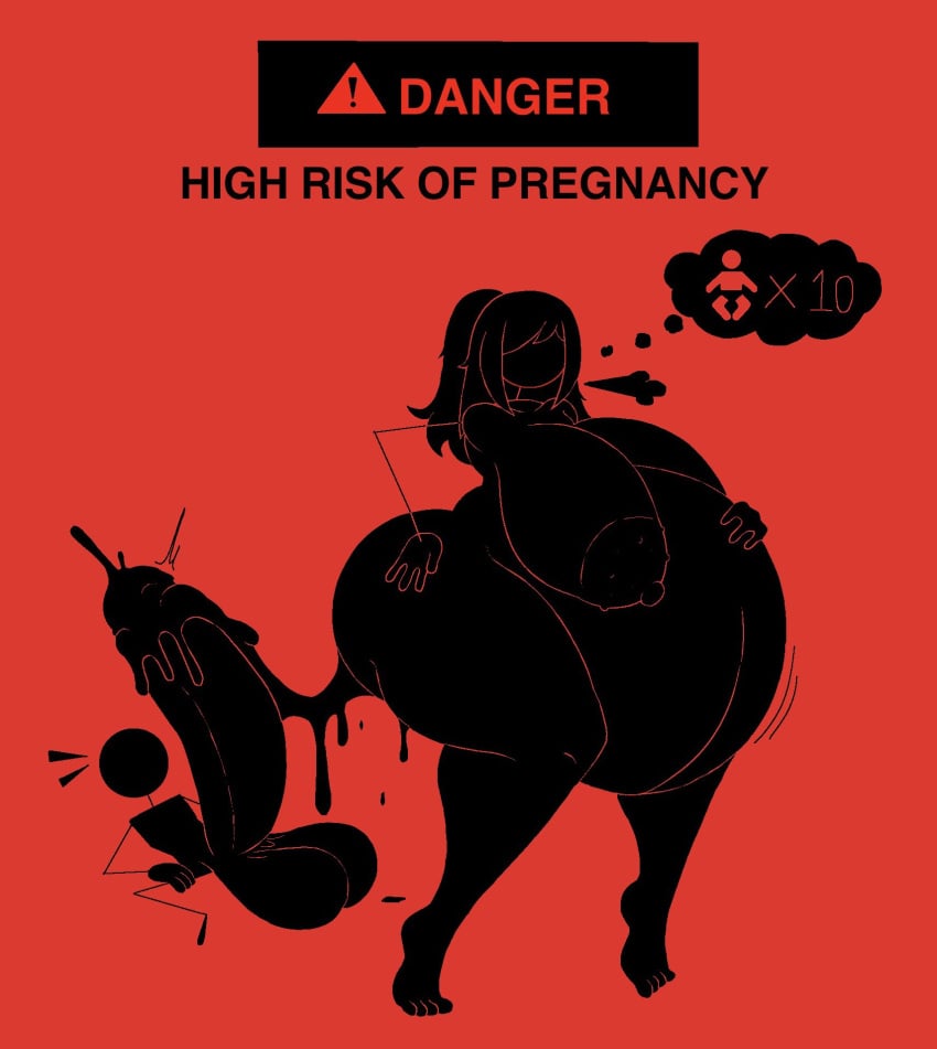 1boy 1female 1girls 1male big_ass big_balls big_belly big_breasts big_butt big_penis big_thighs bigger_female cum cum_in_pussy danger_sign female long_legs male pregnant sign smaller_male stickfigure varix warning warning_sign