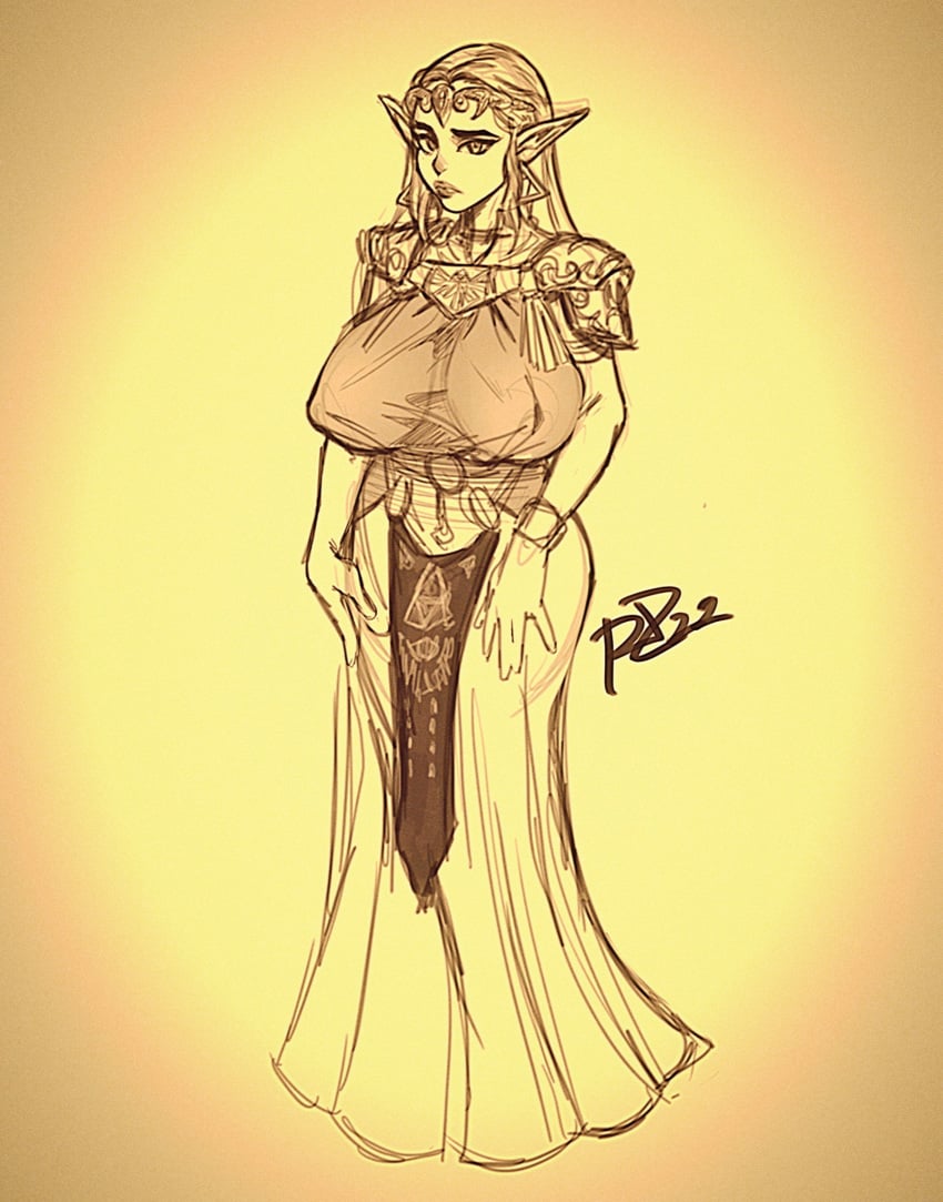 1girls 2022 big_areola big_nipples clothed digital_media_(artwork) elf_ears erect_nipples female hourglass_figure huge_breasts monochrome negarobo nipple_bulge nipples_visible_through_clothing ocarina_of_time princess_zelda robaato see-through see-through_clothing see-through_dress signature the_legend_of_zelda the_legend_of_zelda:_ocarina_of_time voluptuous zelda_(ocarina_of_time)