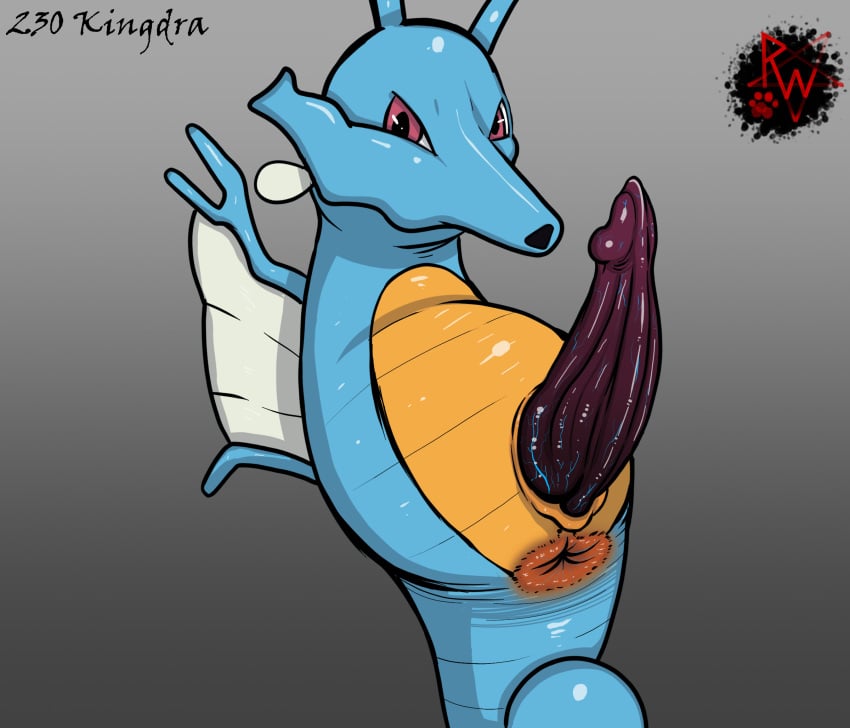 animal_genitalia animal_penis anus big_anus big_penis blue_body dark_penis darkened_genitalia digital_media_(artwork) dragon erection feral fish generation_2_pokemon genital_slit genitals hi_res horn huge_cock kingdra looking_at_viewer male male_only marine nintendo open_mouth penis pokemon pokemon_(species) presenting puffy_anus rapistwerewolf red_eyes scalie seahorse simple_background slit solo syngnathid syngnathiform tail vein veiny_penis