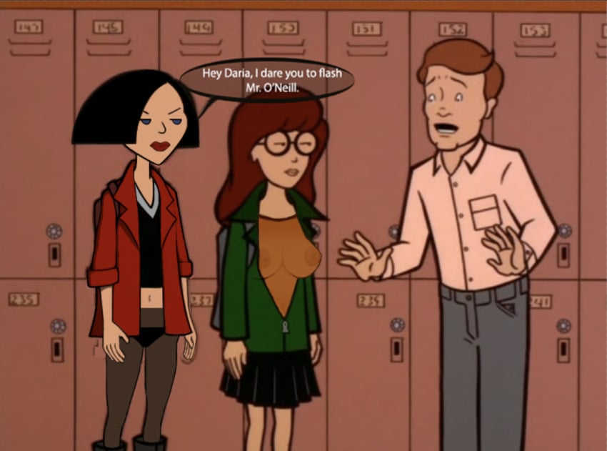 4nax accurate_art_style daria daria_morgendorffer flashing_breasts jane_lane mr._o'neill see-through_clothing