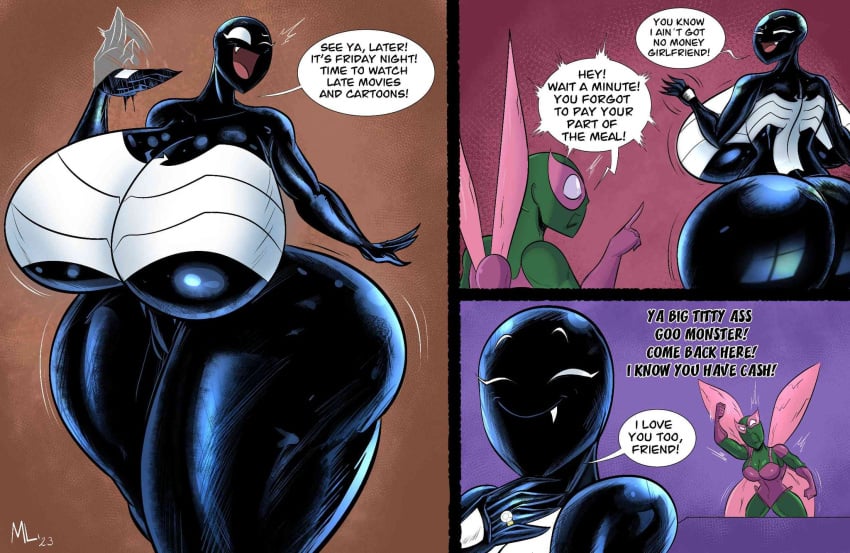 2girls alien alien_girl alien_humanoid ameizing_lewds anti-heroine antihero antiheroine ass backboob beetle_(spider-man) big_ass big_breasts black_body black_skin breasts breasts_bigger_than_head comic dialogue digital_media_(artwork) english_text female female_focus female_only gigantic_ass gigantic_breasts hips hourglass_figure huge_ass huge_breasts human humanoid hyper hyper_ass hyper_breasts janice_lincoln large_breasts legs marvel marvel_comics massive_breasts multiple_images nightmare_waifu open_mouth rule_63 sharp_teeth she-venom she-venom_(ameizing_lewds) smile speech_bubble spider-man_(series) superhero superheroine supervillain supervillainess symbiote teeth text thick thick_ass thick_legs thick_thighs thighs thin_waist tongue upper_body venom venom_(marvel) villain villainess voluptuous white_eyes wholesome wide_hips