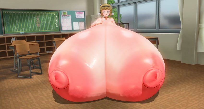 3d 3d_(artwork) animal_ears animal_horns areolae arms bangs bell bell_necklace big_breasts black_headband blonde_female blonde_hair blonde_hair_female bovine breast_expansion breasts breasts_bigger_than_body breasts_bigger_than_head breasts_bigger_than_torso breasts_on_floor class classroom colossal colossal_breasts cow_ears cow_girl cow_horns cowbell ear enormous_breasts green_eyes grin grinning grinning_at_viewer hand_on_breast headband horns huge_breasts human jigoku_sensei_nube large_breasts looking_at_viewer lumen_milkstein lumenmilkstein miki_hosokawa nipples nipples_bigger_than_body nipples_bigger_than_head puffy_areola puffy_areolae puffy_breasts puffy_nipples school short_hair short_hair_female soft_breasts soft_nipples tagme thin_arms