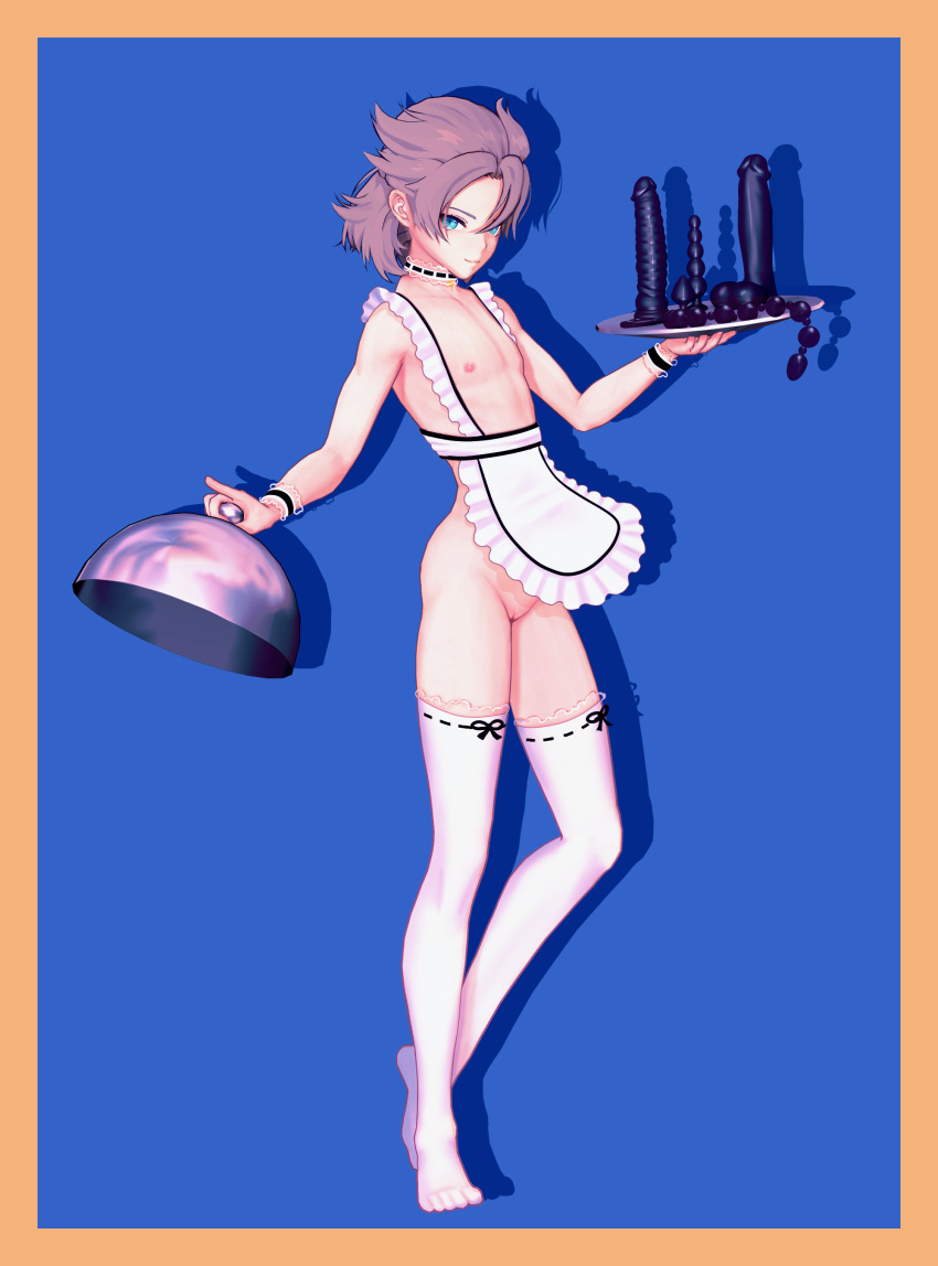 1cuntboy 3d 3d_(artwork) albedo_(genshin_impact) anal_beads buttplug buttplug_on_tray choker cuntboy cuntboy_only dildo dildo_on_tray femboy genshin_impact holding_object holding_tray intersex maid maid_apron maid_outfit mikumikudance mmd partially_clothed pussy serving_tray sex_toy sex_toys socks taidainu thigh_highs thigh_socks thighhighs tray uncensored