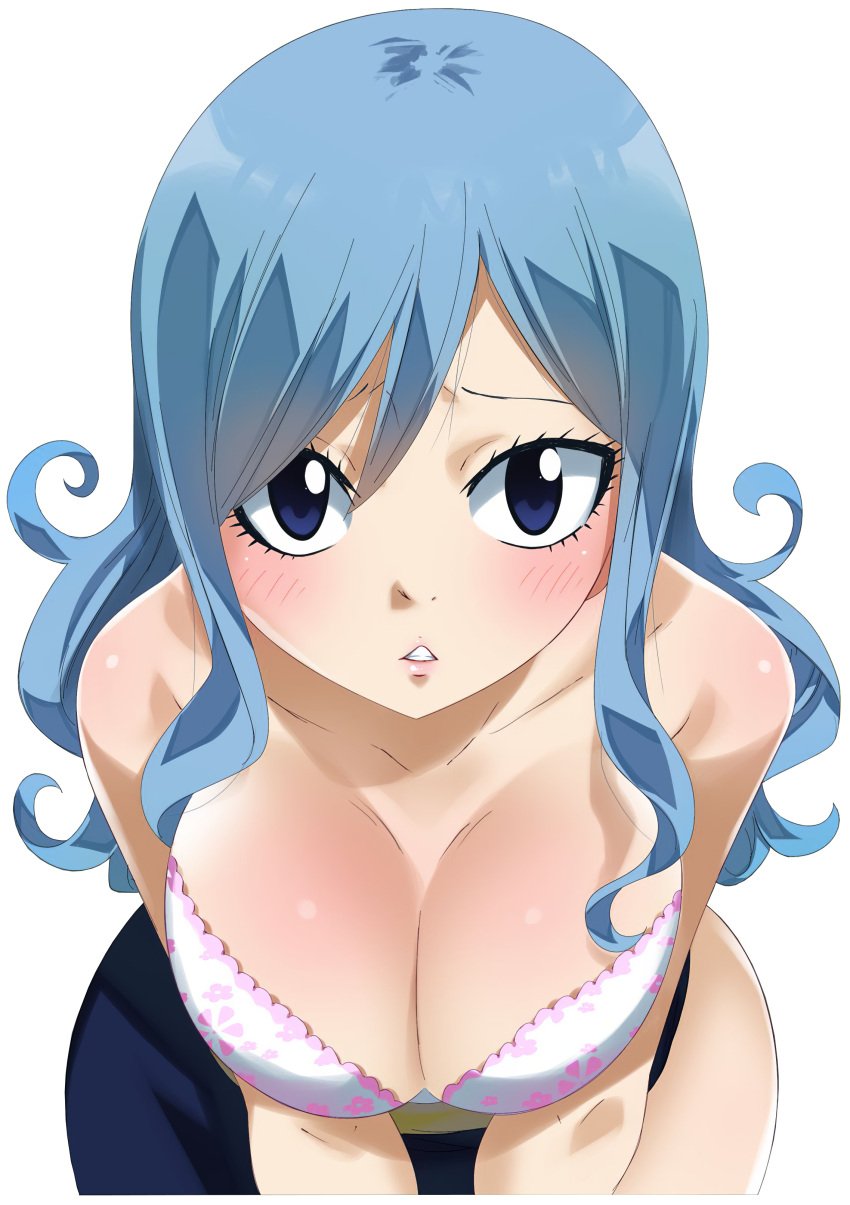 big_breasts big_butt black_eyes blue_hair blush breasts eyes_open fairy_tail juvia_lockser skyblue_hair underwear