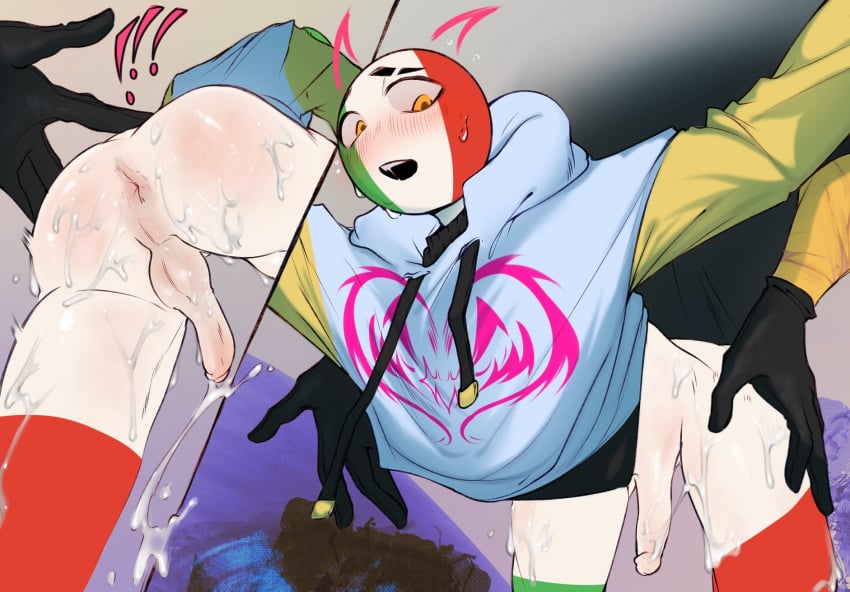 2boys anal anal_sex anus ass ass_grab asshole black_gloves butt butt_grab butthole countryhumans cum cum_on_ass cum_on_body dafriix gay germany_(countryhumans) gloves hand_on_ass hoodie italy_(countryhumans) looking_pleasured male male/male male_only no_pants pantsless penis yaoi