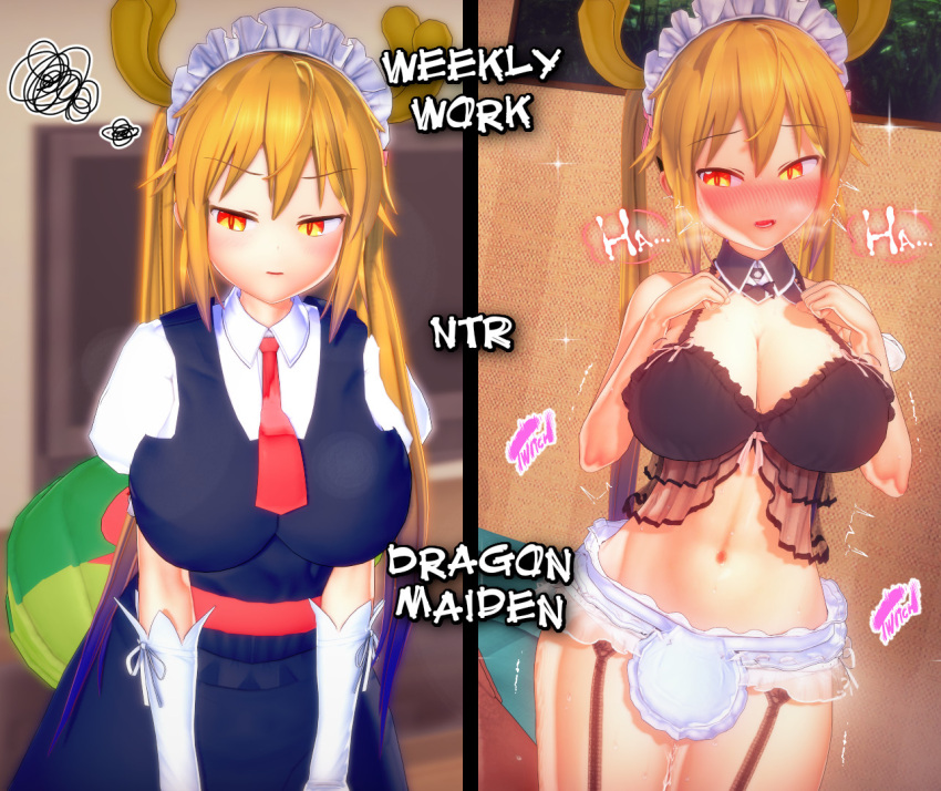 3d koikatsu miss_kobayashi's_dragon_maid netorare orange_eyes tohru_(dragon_maid) v-kris