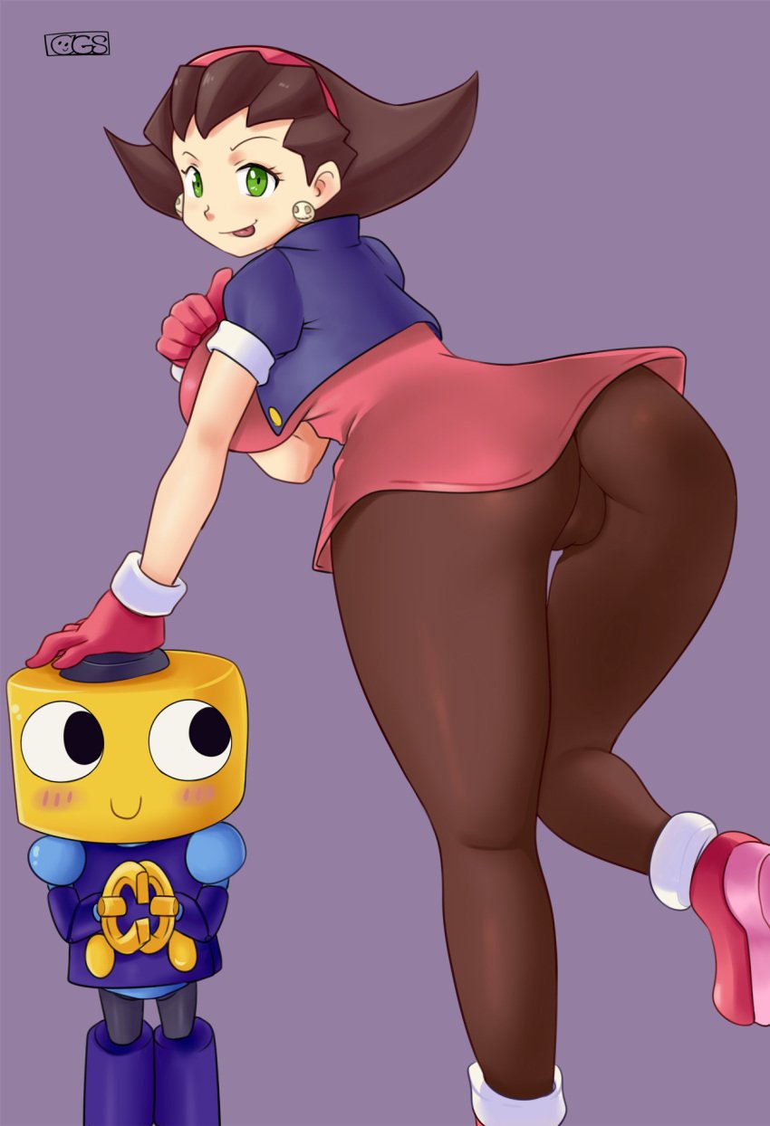 ass bent_over big_ass cameltoe gummslime kero2099 mega_man mega_man_legends servbot stockings tron_bonne wide_hips