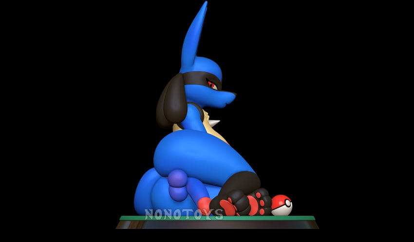 1futa 3d 3d_(artwork) anthro anus areola ass balls big_breasts black_background blue_body breasts digital_media_(artwork) futanari genitals gynomorph hi_res humanoid_genitalia humanoid_penis intersex looking_at_viewer lucario nintendo nonotoys penis pokeball pokemon pokemon_(species) red_eyes simple_background solo