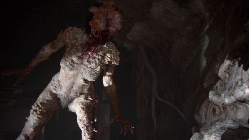 3d brown_hair bush clicker cordyceps detailed_background eyeless female female_only fungus hair infected monster naughty_dog nipples nude open_mouth pubes screencap solo sony_interactive_entertainment teeth the_last_of_us the_last_of_us_2 tongue vein