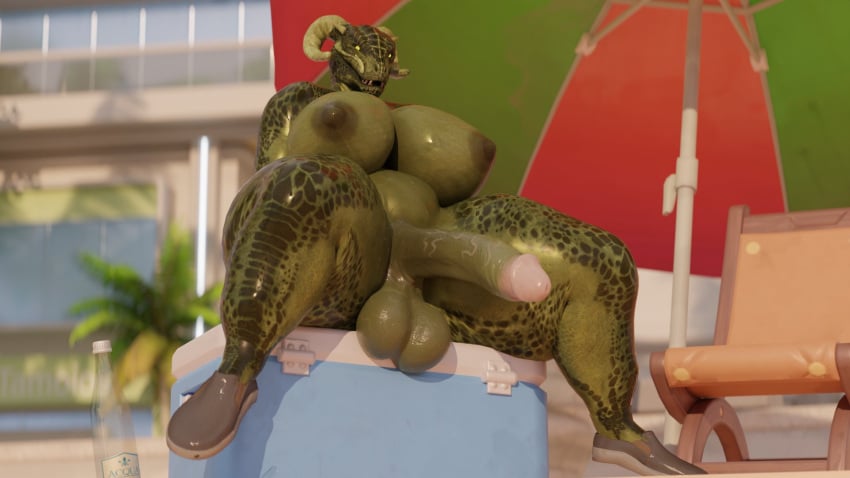 1futa 3d anthro argonian balls beach big_balls big_breasts big_penis blurry_background futa_only futanari green_skin horns huge_balls huge_breasts huge_cock nipples overweight overweight_futanari penis rori-hyena scalie shoes sitting skyrim tagme the_elder_scrolls thick_thighs