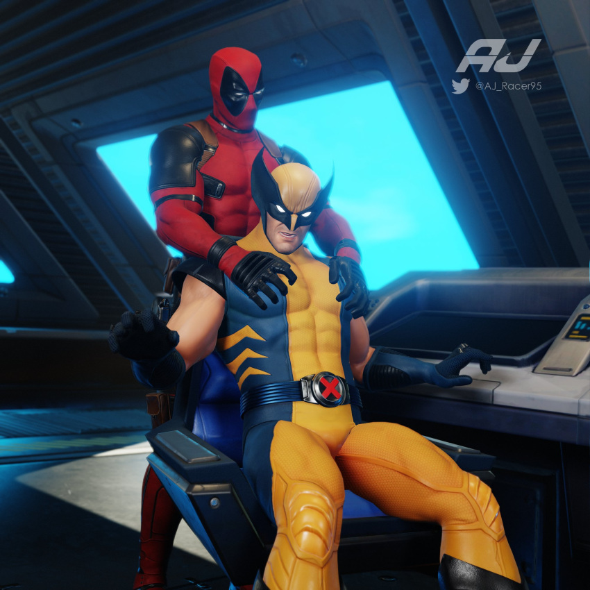 2boys 3d aj_racer95 bulge deadpool deadpool_(fortnite) flaccid fortnite gay human human_only light-skinned_male light_skin male male/male male_only marvel muscular muscular_male muscular_thighs wade_wilson wolverine_(fortnite) wolverine_(x-men) x-men yaoi