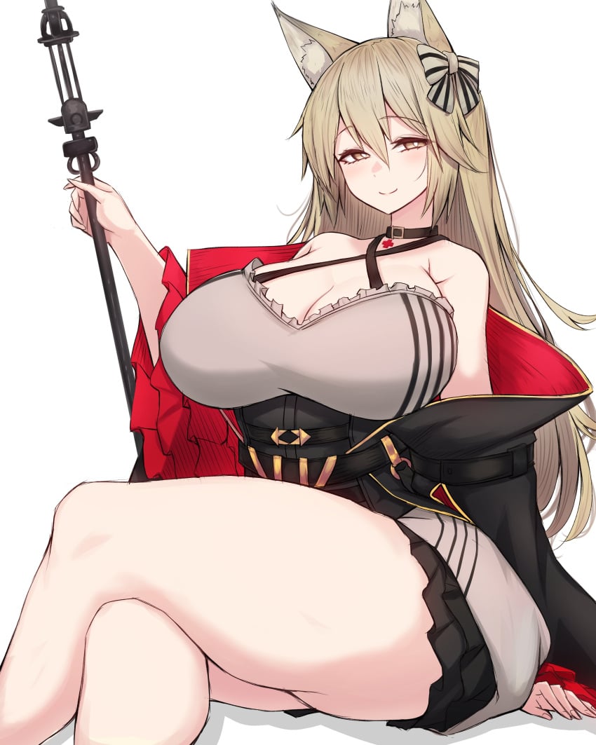 1girls :) amber_eyes animal_ear_fluff animal_ears arknights arm_support bare_shoulders big_breasts big_thighs blonde_hair blush breasts breeze_(arknights) brown_eyes busty cleavage clothed crossed_legs curvaceous curvy cute dem_legs enormous_breasts enormous_thighs female female_only fluffy_ears fox_ears fox_girl giant_breasts gigantic_breasts hair_ribbon half-closed_eyes hips holding_object holding_scepter holding_staff holding_weapon huge_breasts huge_thighs hyper_breasts hyper_thighs jacket jacket_open large_breasts large_thighs legs light-skinned_female light_skin long_hair long_sleeves looking_at_viewer massive_breasts massive_thighs naughty_face naughty_smile open_jacket posing ribbon rikuguma scepter seductive seductive_gaze seductive_look seductive_pose seductive_smile simple_background smile solo solo_female staff tagme thick_legs thick_thighs thighs thunder_thighs voluptuous waist wasp_waist weapon white_background wide_hips wide_sleeves wide_thighs