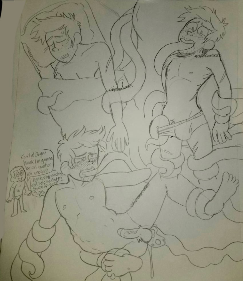 belly_bulge dean_venture egg egg_implantation gay hank_venture male male_focus male_only oviposition stomach_bulge stripped_naked tentacle tentacle_sex venture_brothers