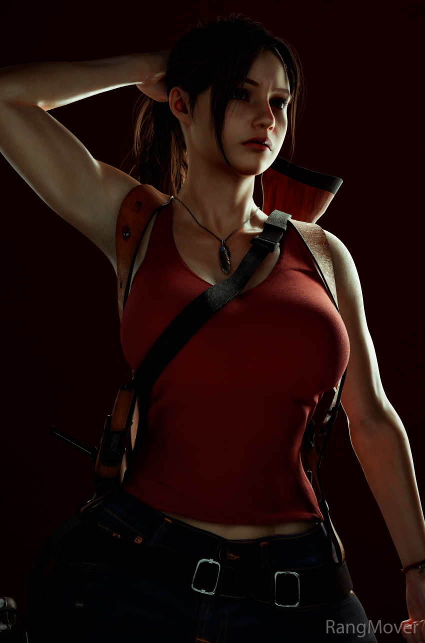 1girls 3d 3d_(artwork) abs athletic athletic_female big_ass big_breasts big_butt breasts bubble_ass bubble_butt busty capcom claire_redfield cleavage curvy hourglass_figure pawg pose posing rangmover resident_evil resident_evil_2 resident_evil_2_remake seductive seductive_look solo thick thick_ass thick_thighs weapon weapon_on_back wide_hips