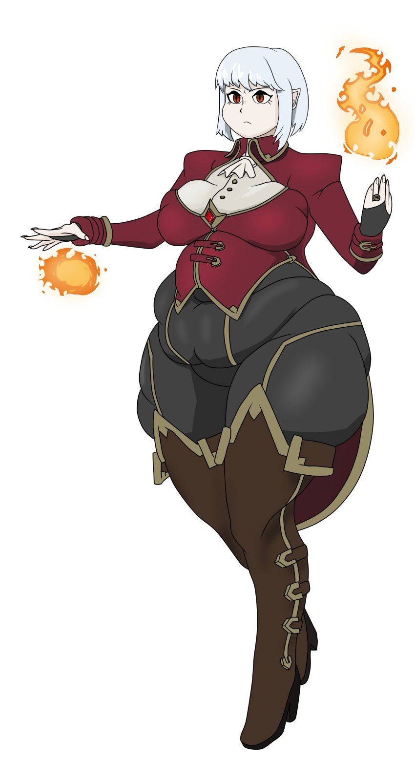 1girls 2020 belly big_breasts breasts castlevania chubby chubby_female dracula_(castlevania) female fireball pear_shaped pyromancy red_eyes rule_63 skindentation solo solo_female stupidghostnerd thick_thighs thighhigh_boots tummy vampire white_background white_hair wide_hips