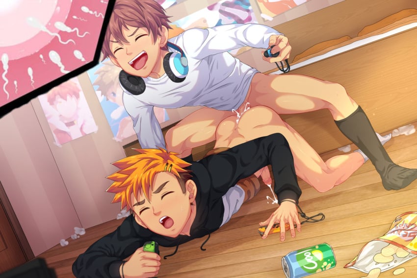 2boys anal anal_sex camp_buddy cum cum_in_ass cum_in_pussy cum_inside cumshot edit femboy gay hiro_akiba impregnation male_pregnancy mikkoukun shintaro_'seto'_aihara twink yaoi