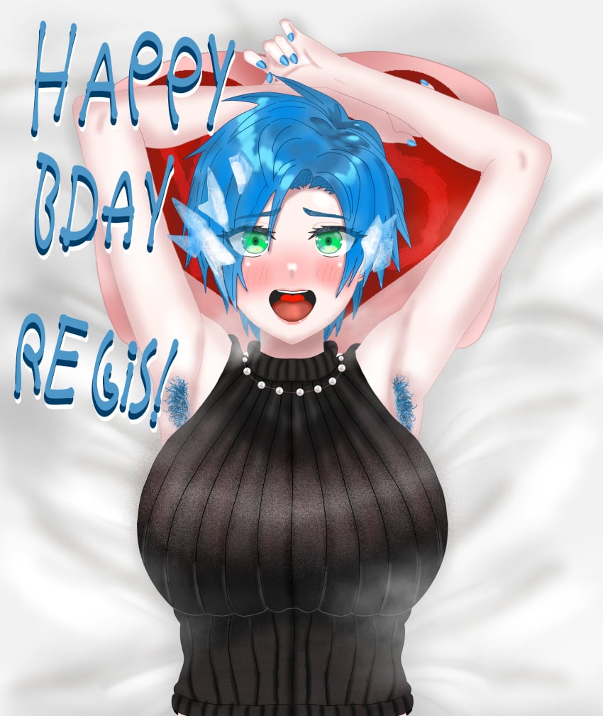 1girls alternate_breast_size alternate_version_at_source alternate_version_available alternative_version_available armpit armpit_hair armpits bed bedroom bedroom_setting birthday blue_armpit_hair blue_hair blue_nail_polish blue_nails body_hair breasts breasts_bigger_than_head breasts_covered covered_breasts covered_navel eddarxart english_text expecting eyelashes eyes eyes_visible_through_hair female female_armpit_hair gender_bender gender_transformation genderbent genderswap_(mtf) green_eyes hairy_armpits happy happy_birthday heart_mouth holostars holostars_english holostars_english_-tempus- huge_breasts ice imminent_sex in_bed indoors inside large_breasts laying laying_back laying_down laying_on_back laying_on_bed nail_polish necklace on_back one_eye_covered pearl_necklace pillow raised_arm raised_arms raising_arm regis_altare ribbed_shirt ribbed_sweater rule_63 sexy_armpits short_hair showing_armpits showing_off sleeveless sleeveless_shirt sleeveless_sweater sleeveless_turtleneck sole_female solo solo_female solo_focus streamer text tomboy turtleneck turtleneck_sweater upper_body virtual_youtuber vtuber waiting wanting_sex yes-no_pillow youtuber