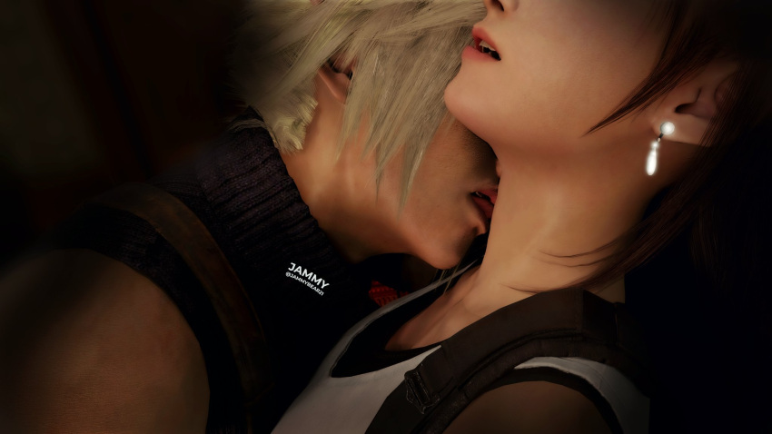 3d big_breasts blender breasts cloud_strife final_fantasy final_fantasy_vii final_fantasy_vii_remake jammybear kissing kissing_neck male romantic tifa_lockhart