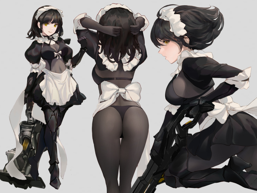 big_breasts bra chowbie cleavage maid maid_headdress maid_master maid_uniform panties seia_(maid_master)