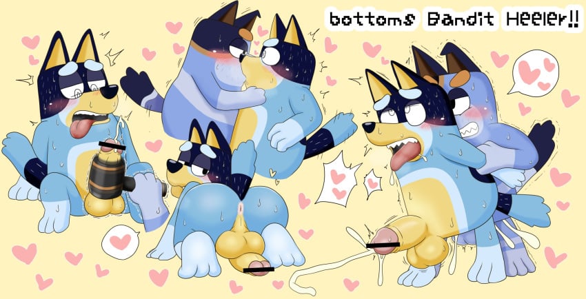 anthro australian_cattle_dog bandit_(bluey) bandit_heeler bluey_(series) brothers incest male_only penis stripe_(bluey) stripe_heeler